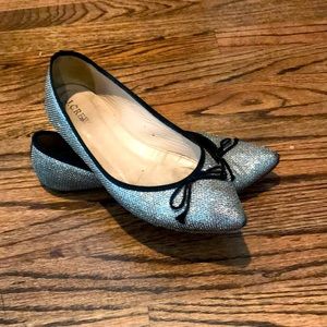 J. Crew Gemma glitter ballet flats in sand